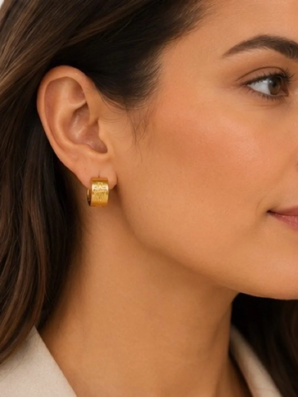 Tory Burch Gold-Tone Logo Huggie Hoop Earrings 💛